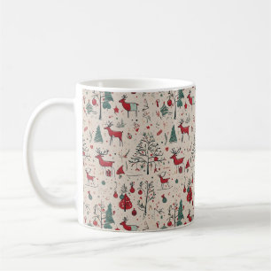Tasse Folk Art Reindeer Weihnachtskaffee