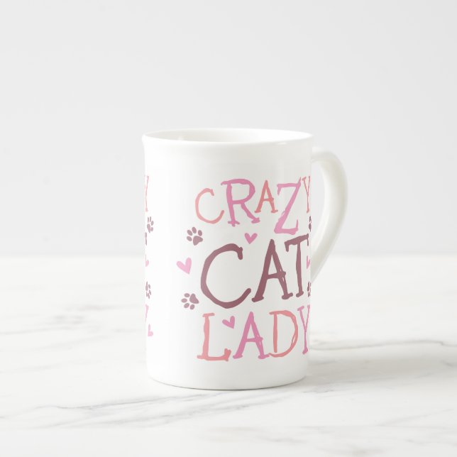 Tasse folle de Madame porcelaine tendre de chat (Devant droit)