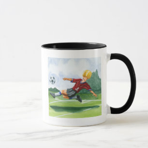 Tasse Footballeur donnant un coup de pied une boule par