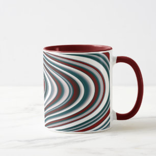 Tasse Formes Abstraites de Courbe Rouge Marron et Bleu T