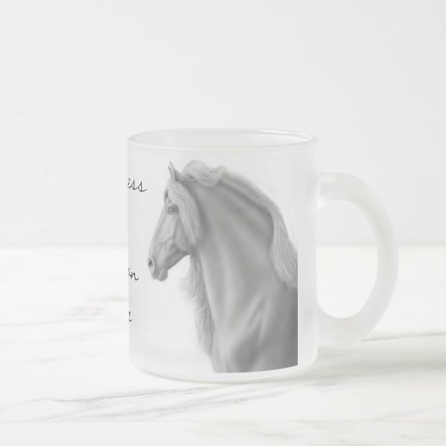 Tasse frisonne en verre givré de cheval (Droit)