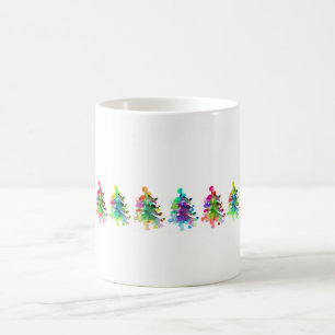 Tasse frontalière des arbres de Noël.