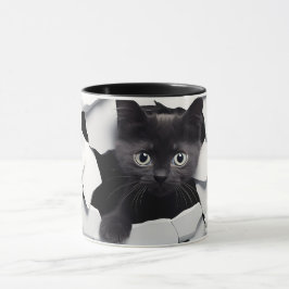 Tasse für 3D-Schwarze Katze