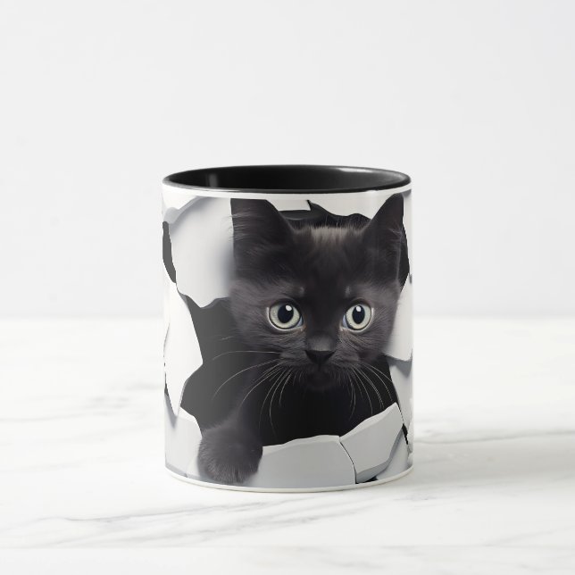 Tasse für 3D-Schwarze Katze (Zentrum)