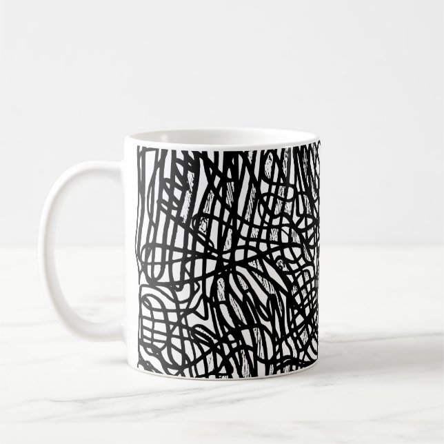 Tasse für abstrakte Schwarz-Weiß-Linien (Links)