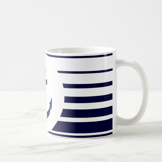 Tasse für Anker mit blauen und weißen Streifen (Rechts)