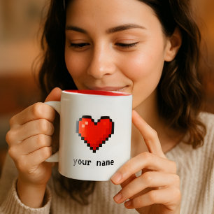 Tasse für benutzerdefinierte Pixel-Herzklopfen