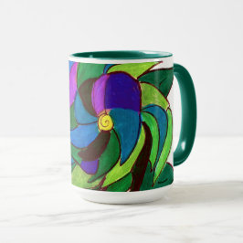 Tasse für blaue und grüne Blume