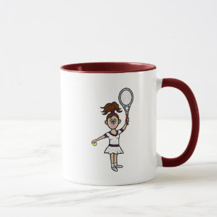 Tasse für brünette Tennisspielerinnen