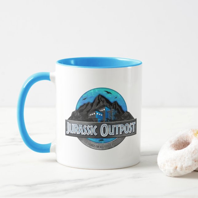 Tasse für das Blue Jurassic Outpost-Logo (Mit Donut)