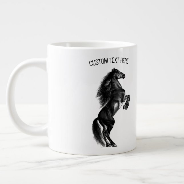 Tasse für das Schwarze Wildpferd mit eigenem Text (Links)