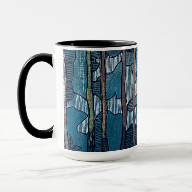 Tasse für den blauen und weißen Kaffee (Links)