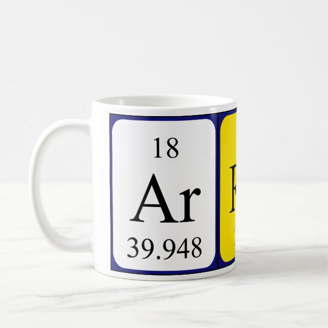Tasse für den periodischen Tabellennamen Arran (Links)