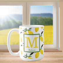 Tasse für hübsche Lemon Muster Monogramm Name