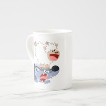 Tasse für niedlich spielende Cartoon Schafe und Wo