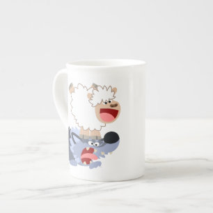 Tasse für niedlich spielende Cartoon Schafe und Wo