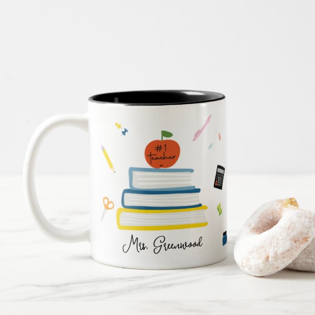 Tasse für niedliche benutzerdefinierte Lehrkräfte (Mit Donut)