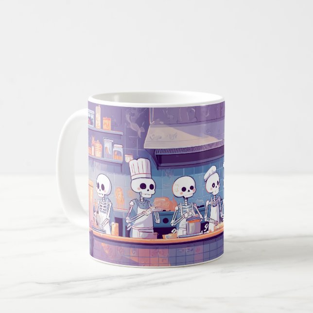 Tasse für niedliche und Spooky Skeleton Koch (Vorderseite Links)