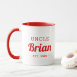Tasse für personalisierte Onkel<br><div class="desc">Modernes, minimalistisches Typografie-Design, personalisiert mit dem Namen des Onkels und etablierten Datum oder jedem anderen benutzerdefinierten Text. Perfekter, maßgeschneiderter Sake für neue Tanten, Onkel oder andere Familienmitglieder, um Sie zu verkünden! Klicken Sie auf Anpassen, um Schriftart und Farben zu ändern und eigene Texte und Fotos hinzuzufügen. Fügen Sie einen anderen...</div>
