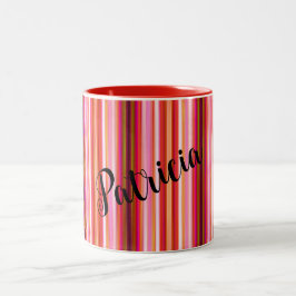 Tasse für personalisierte rote vertikale Streifen