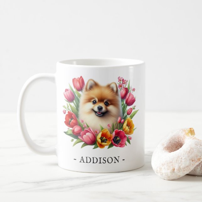 Tasse für personalisierten Spitz mit Namensvorlage (Mit Donut)