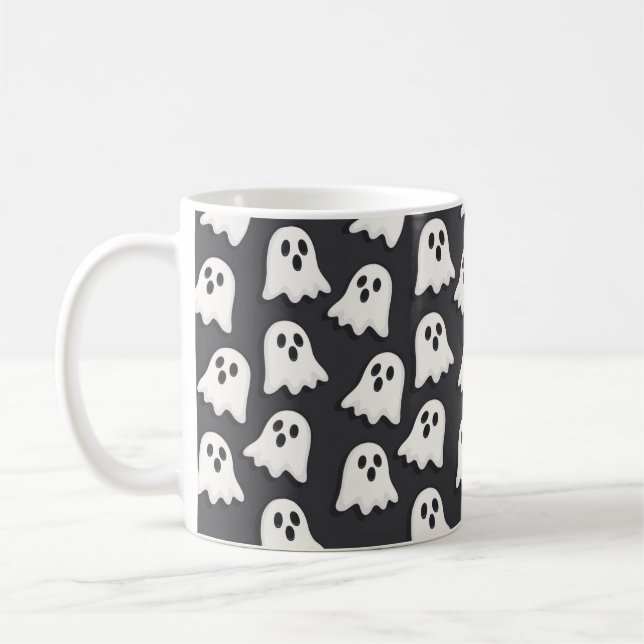 Tasse für Schwarz-Weiß-Ghost-Muster (Links)