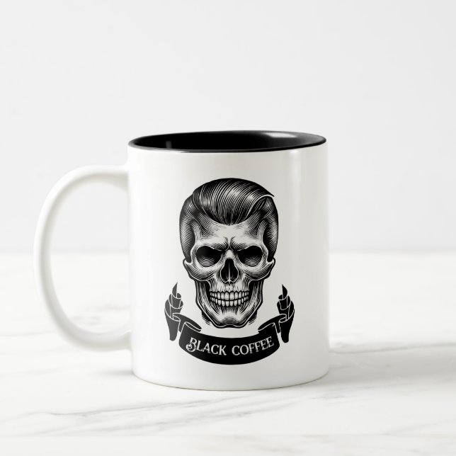Tasse für Schwarzweißkaffee (Links)