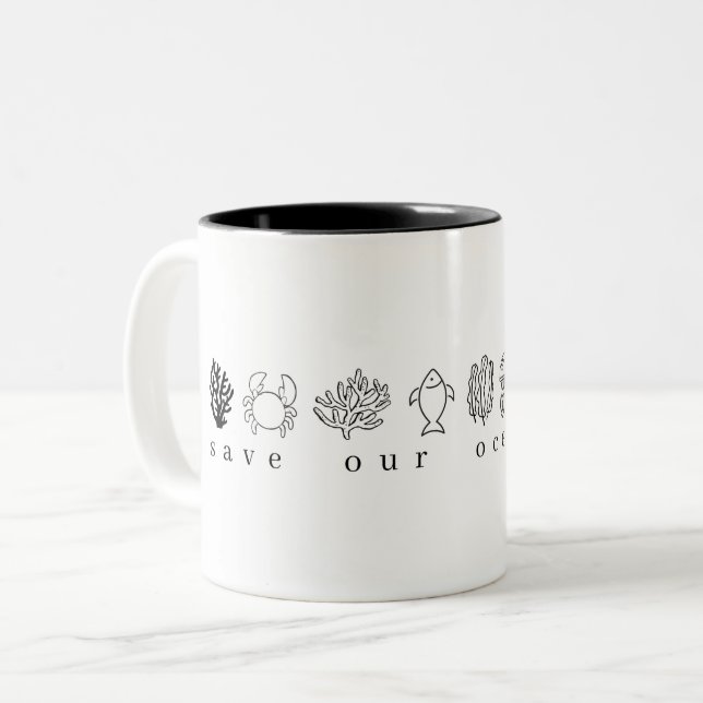Tasse für unsere Ozeane Gerettet: Fischkrebs, Qual (Vorderseite Links)