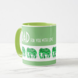 TASSE FÜR VATER MIT COOLEN GRÜNEN ELEFANERN