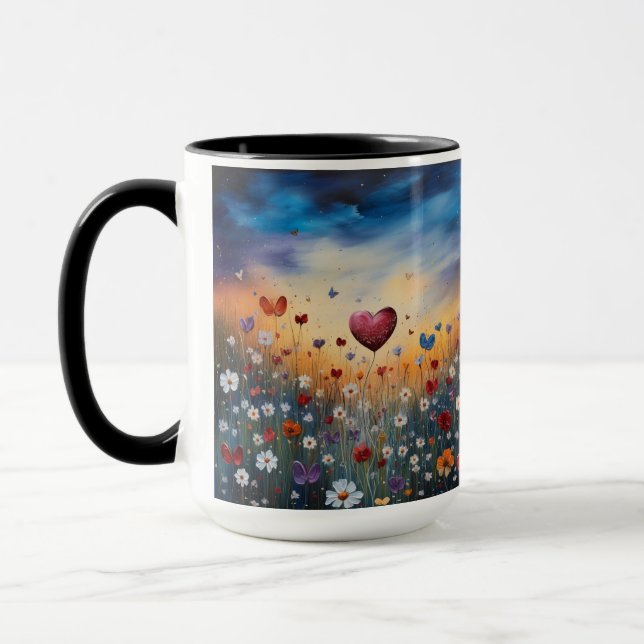 Tasse für verzaubertes Herz und Wildblumen (Links)