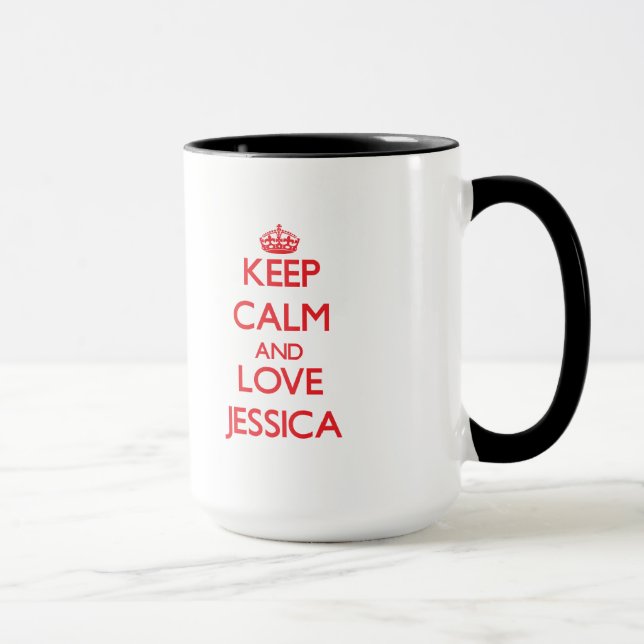 Tasse Gardez le calme et aimez Jessica (Droite)