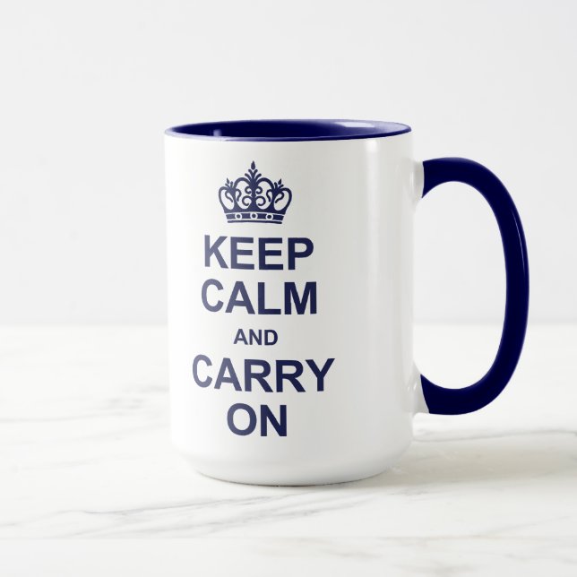 Tasse Gardez le calme et continuez - le bleu marine (Droite)