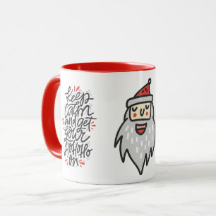 Tasse GARDEZ SON CALME / HO HO HO Noël Moderne Vacances