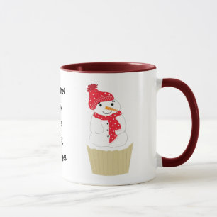 Tasse Gâteau Cupcake Bonhomme de Neige Avec Citation