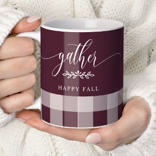 Tasse "Gather Happy Fall" à carreaux burgundy et b