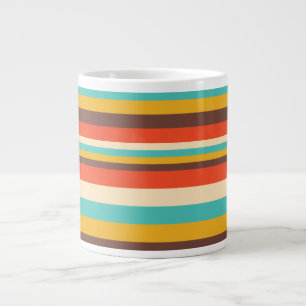 Tasse géante à motif multi-rayures rétro