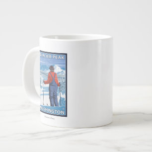 Tasse Géante Admirant des skieurs - Pic Glacier, Washington