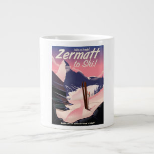 Tasse Géante Affiche de vacances rétro Ski Zermatt