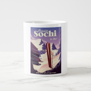 Tasse Géante Affiche de voyage à ski à Sotchi Russie