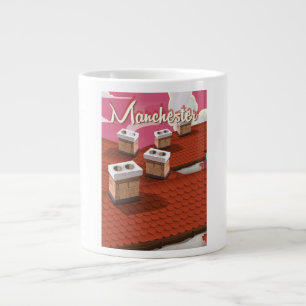 Tasse Géante Affiche de voyage de dessin animé de Manchester, A