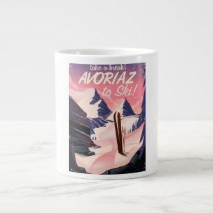 Tasse Géante Affiche de voyage de ski Avoriaz France