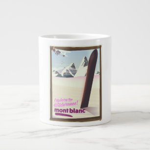 Tasse Géante affiche de voyage en snowboard mont blanc.