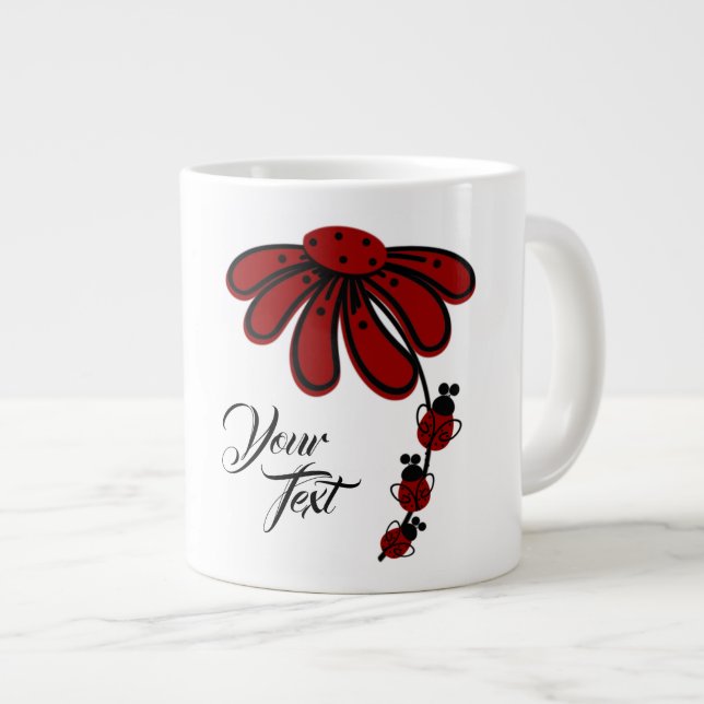 Tasse Géante Ajouter Votre Texte Ladybug Gig Jumbo Mug (Devant droit)
