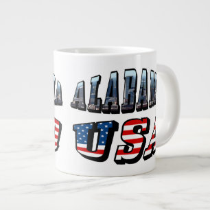 Tasse Géante Alabama Photo et USA Flag Font