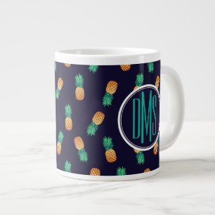 Tasse Géante Ananas Sur La Marine Monogramme