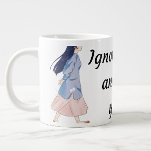 Tasse géante animée motivante 'Ignorer le monde'