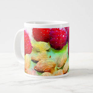 Tasse Géante Aquarelle de framboises et d'amandes