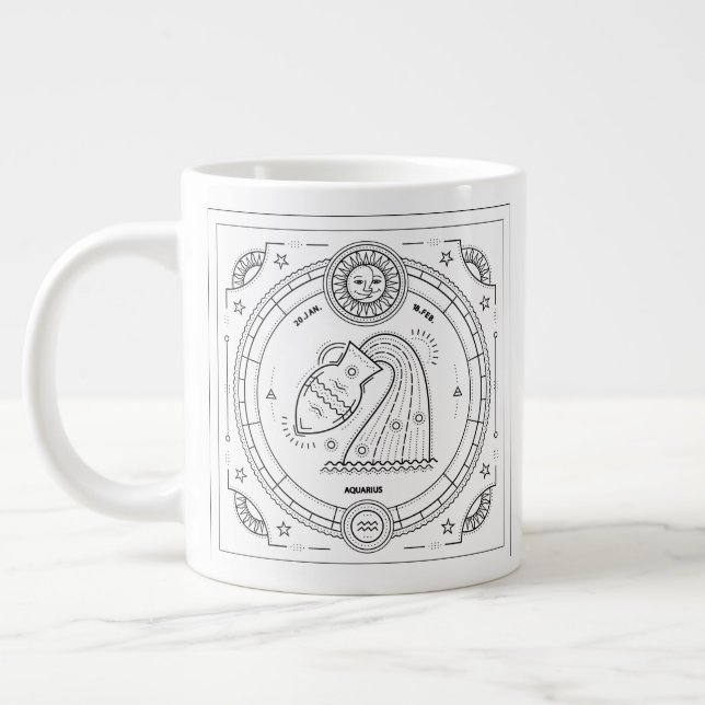 Tasse Géante Aquarius Zodiac Custom Anniversaire Mug (Gauche)