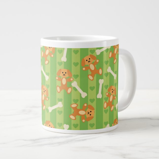 Tasse Géante arrière - plan avec des chiens et des os (Devant droit)