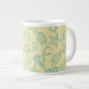 Tasse Géante Arrière - plan avec des coquillages.Main tirée